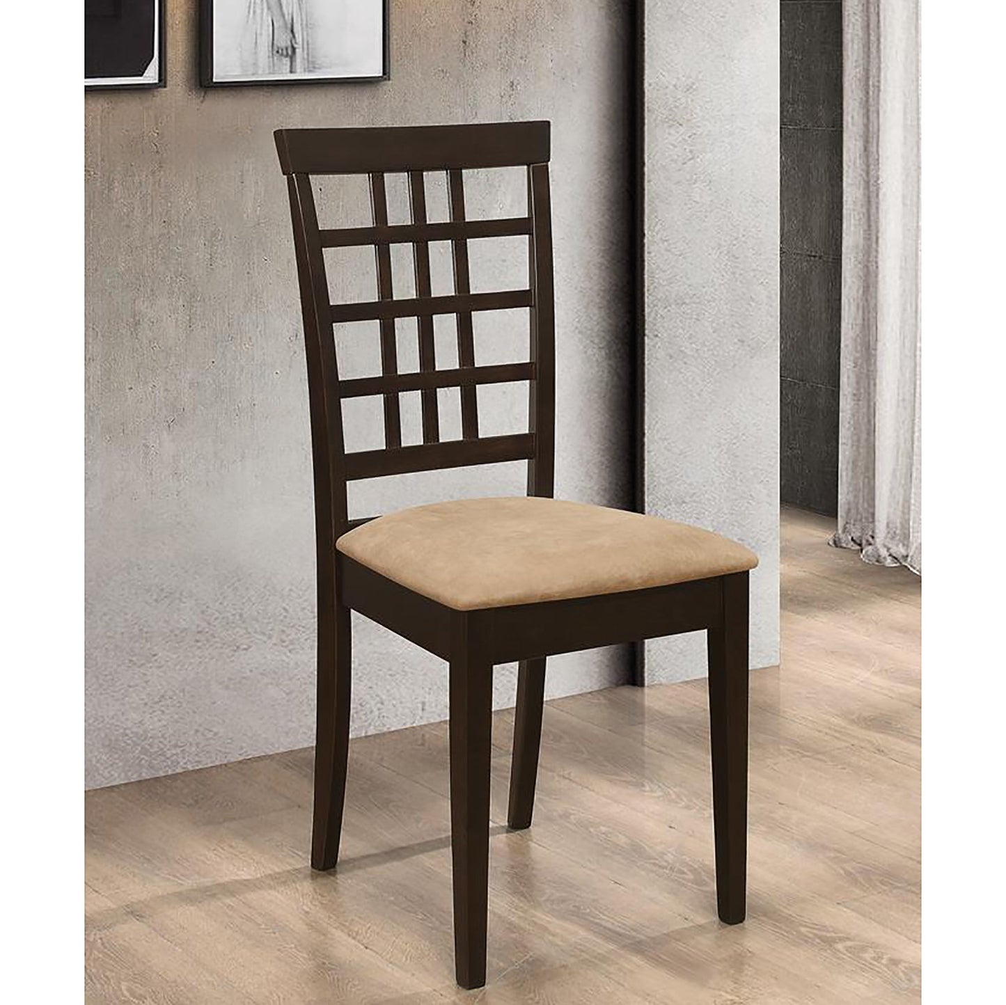 Cappuccino and Beige Lattice Back Side Chair (Set of 2) image 1
