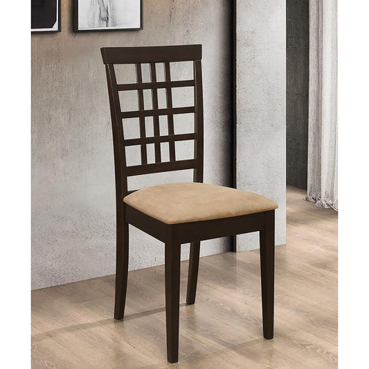 Cappuccino and Beige Lattice Back Side Chair (Set of 2) image 1