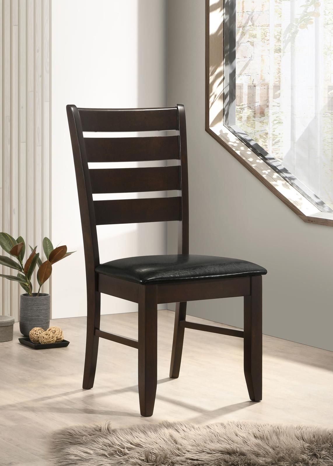 Cappuccino and Black Padded Seat Side Chairs (Set of 2) image 1