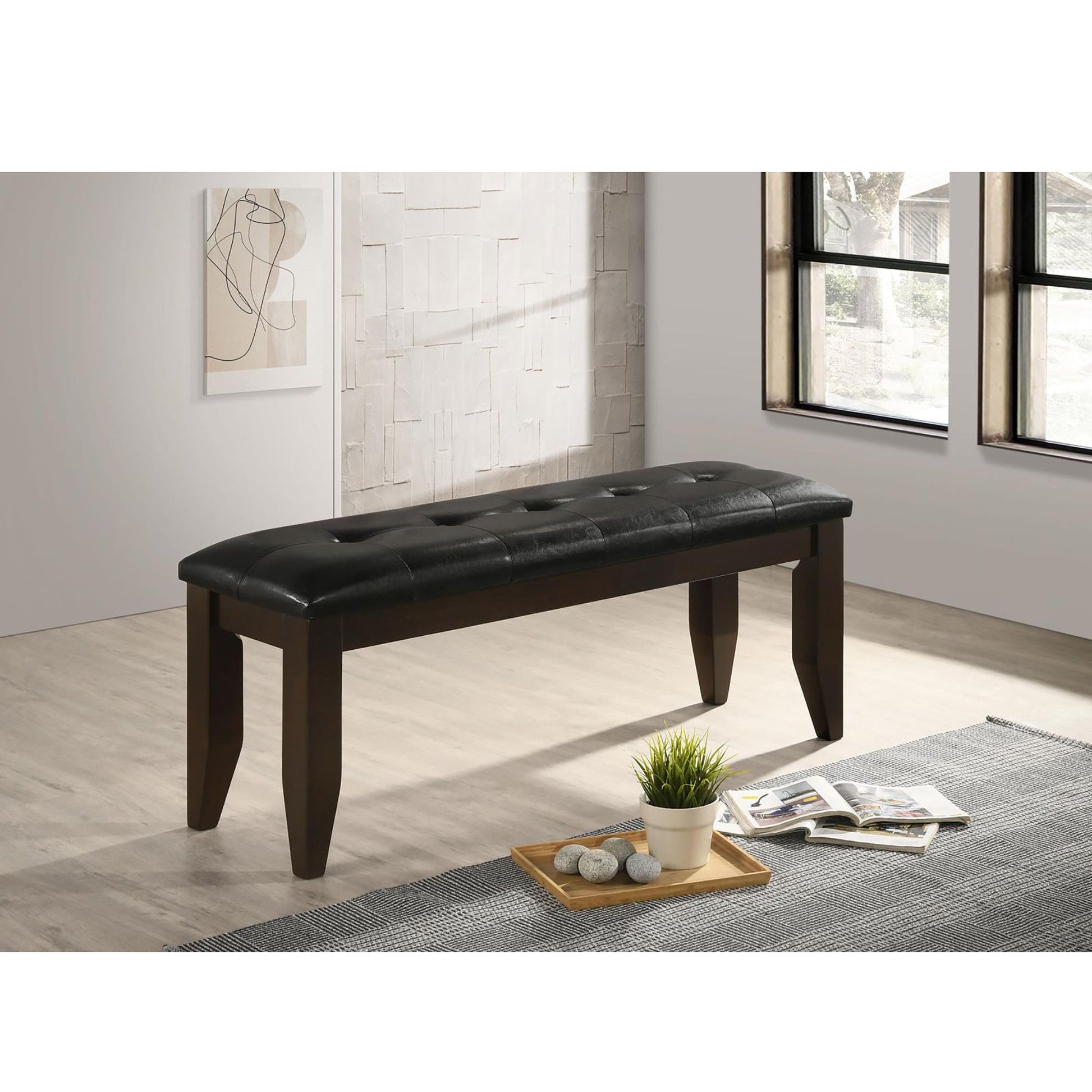 Cappuccino and Black Upholestered Dining Bench image 1