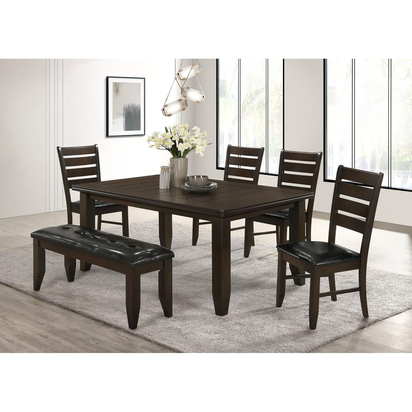 Cappuccino and Black Upholestered Dining Bench image 8