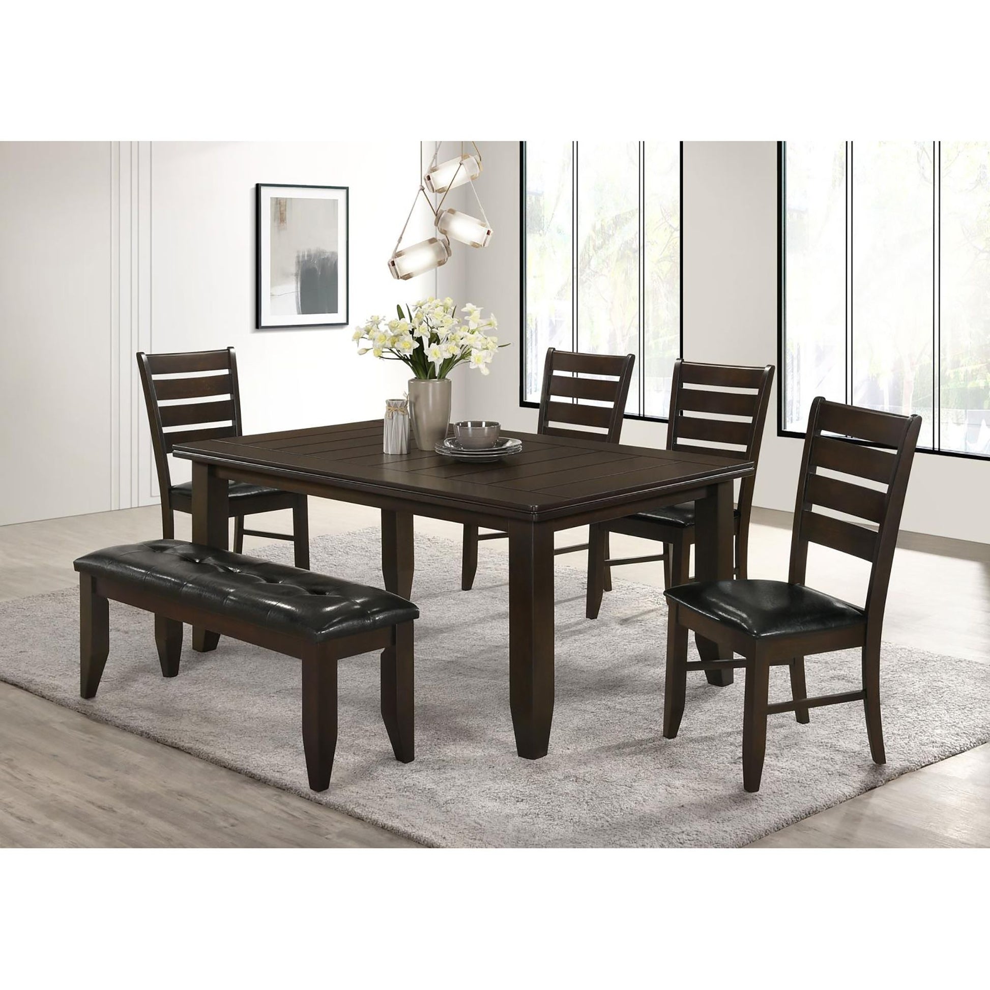 Cappuccino and Black Upholestered Dining Bench image 8