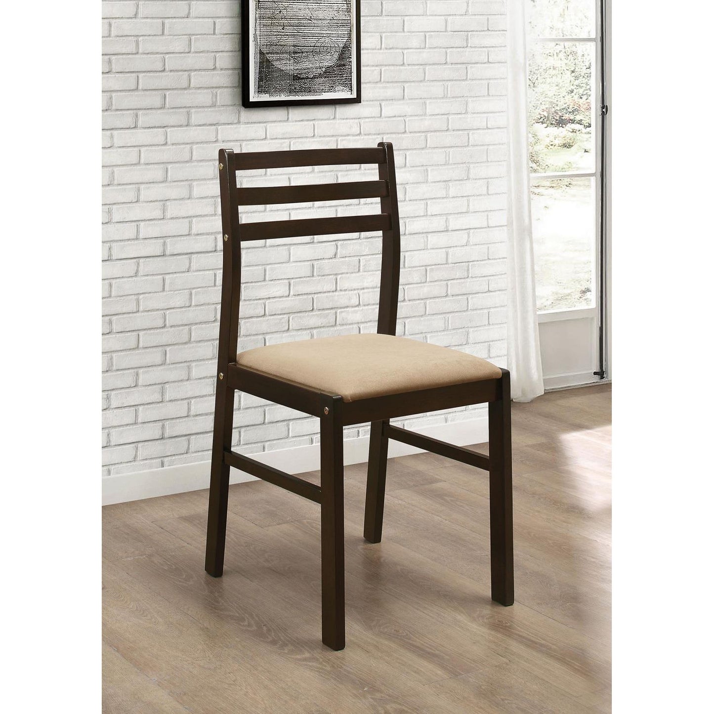 Cappuccino and Tan 3-piece Dining Set with Drop Leaf image 5