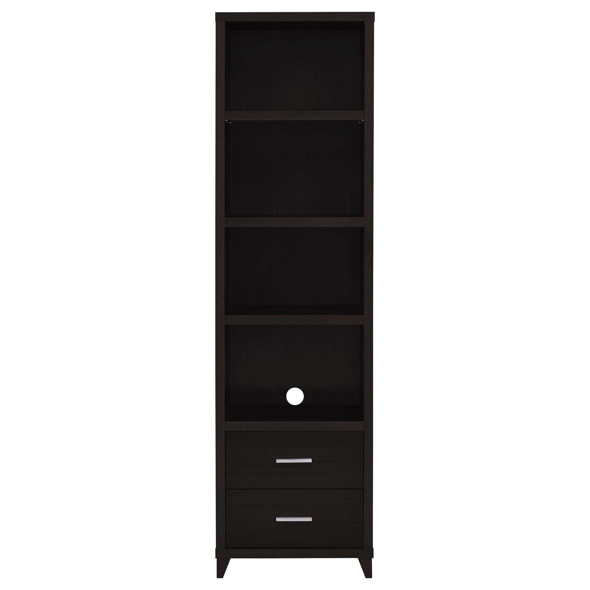 Cappuccino Media Tower with Shelf and Drawer image 4