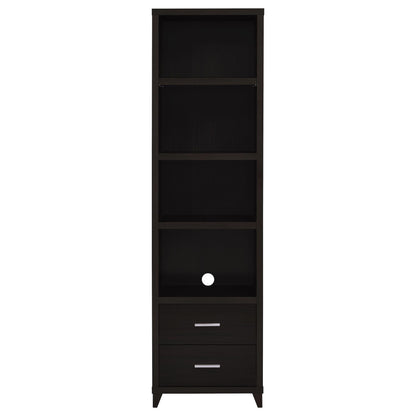 Cappuccino Media Tower with Shelf and Drawer image 4