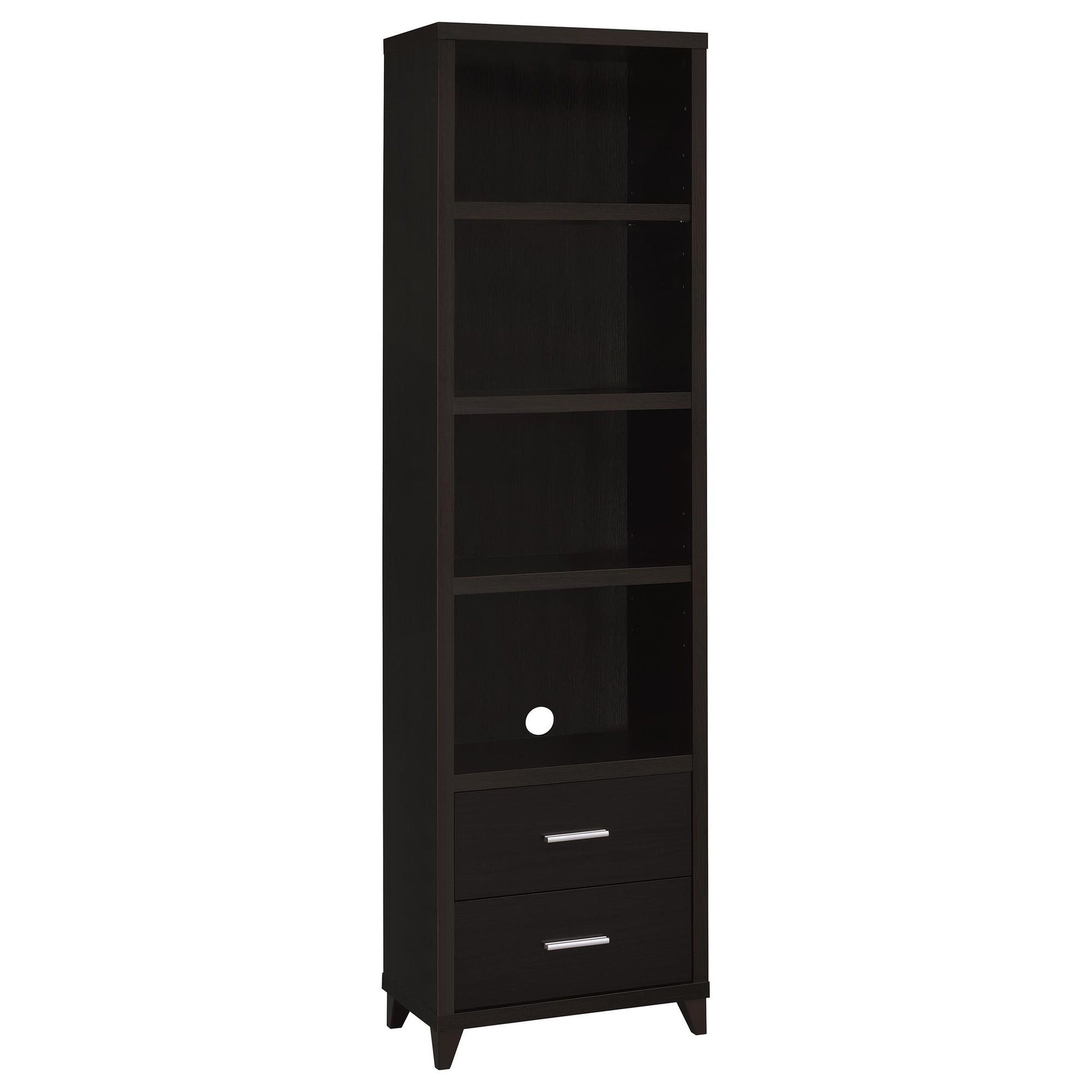 Cappuccino Media Tower with Shelf and Drawer image 2