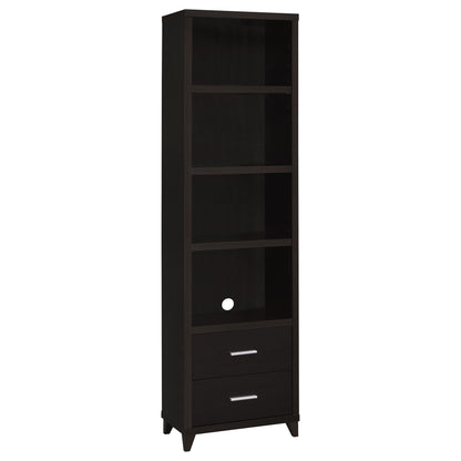 Cappuccino Media Tower with Shelf and Drawer image 2
