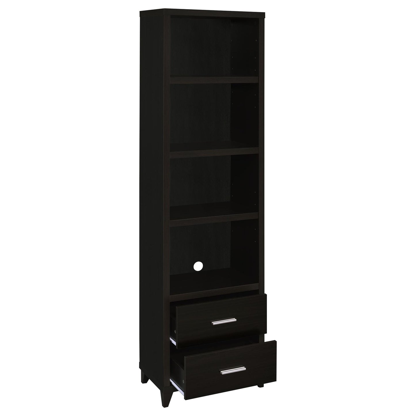 Cappuccino Media Tower with Shelf and Drawer image 3
