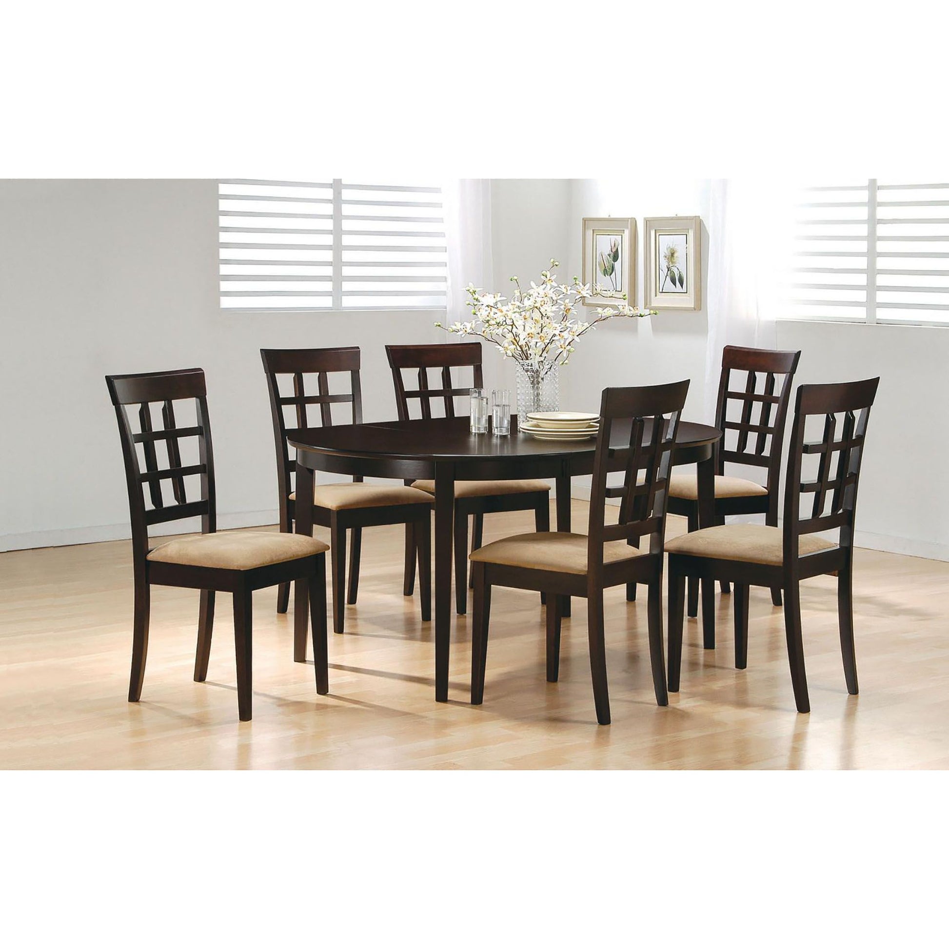 Cappuccino Oval Dining Table with Leaf Extension image 7