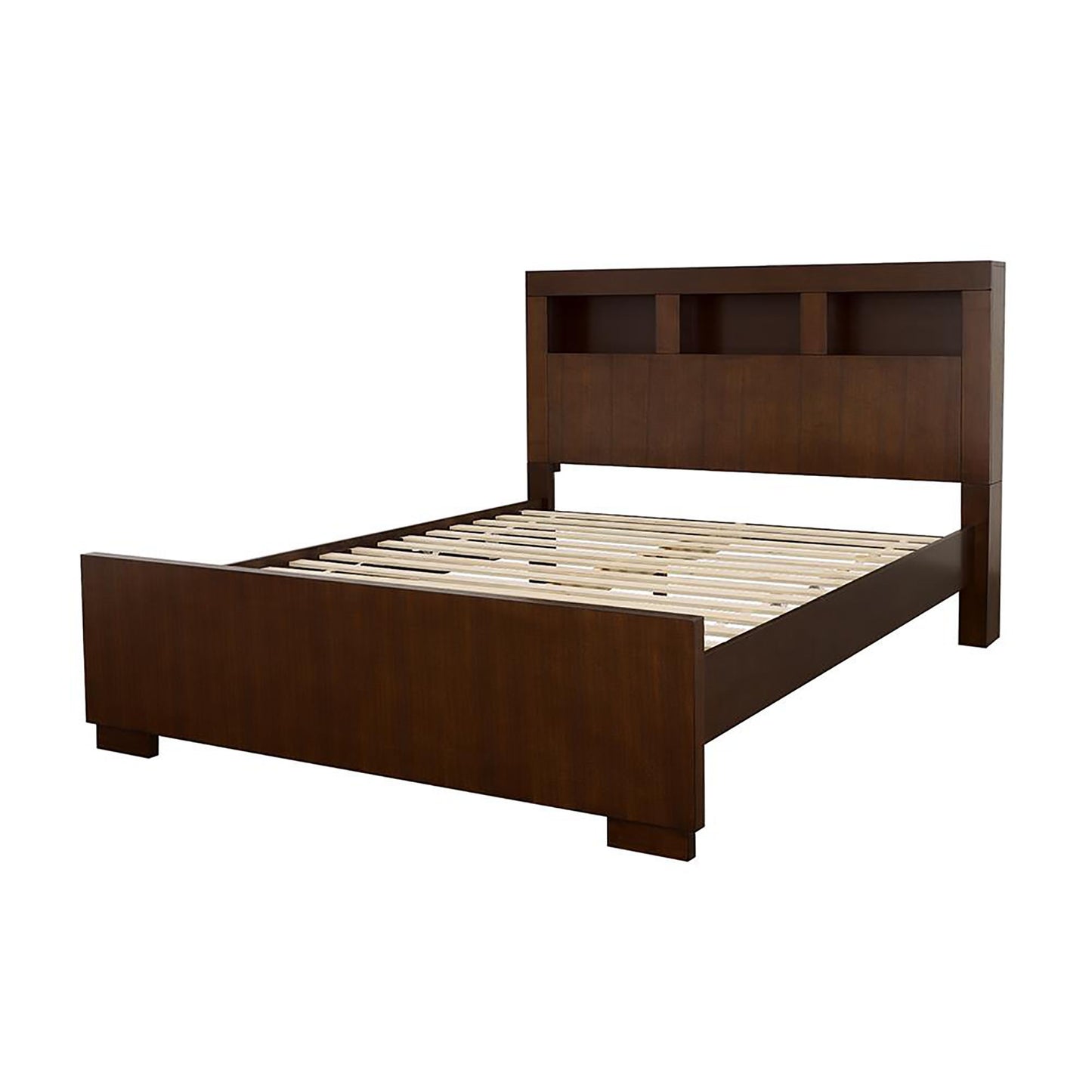 Cappuccino Queen Bed with Bookcase Headboard image 3