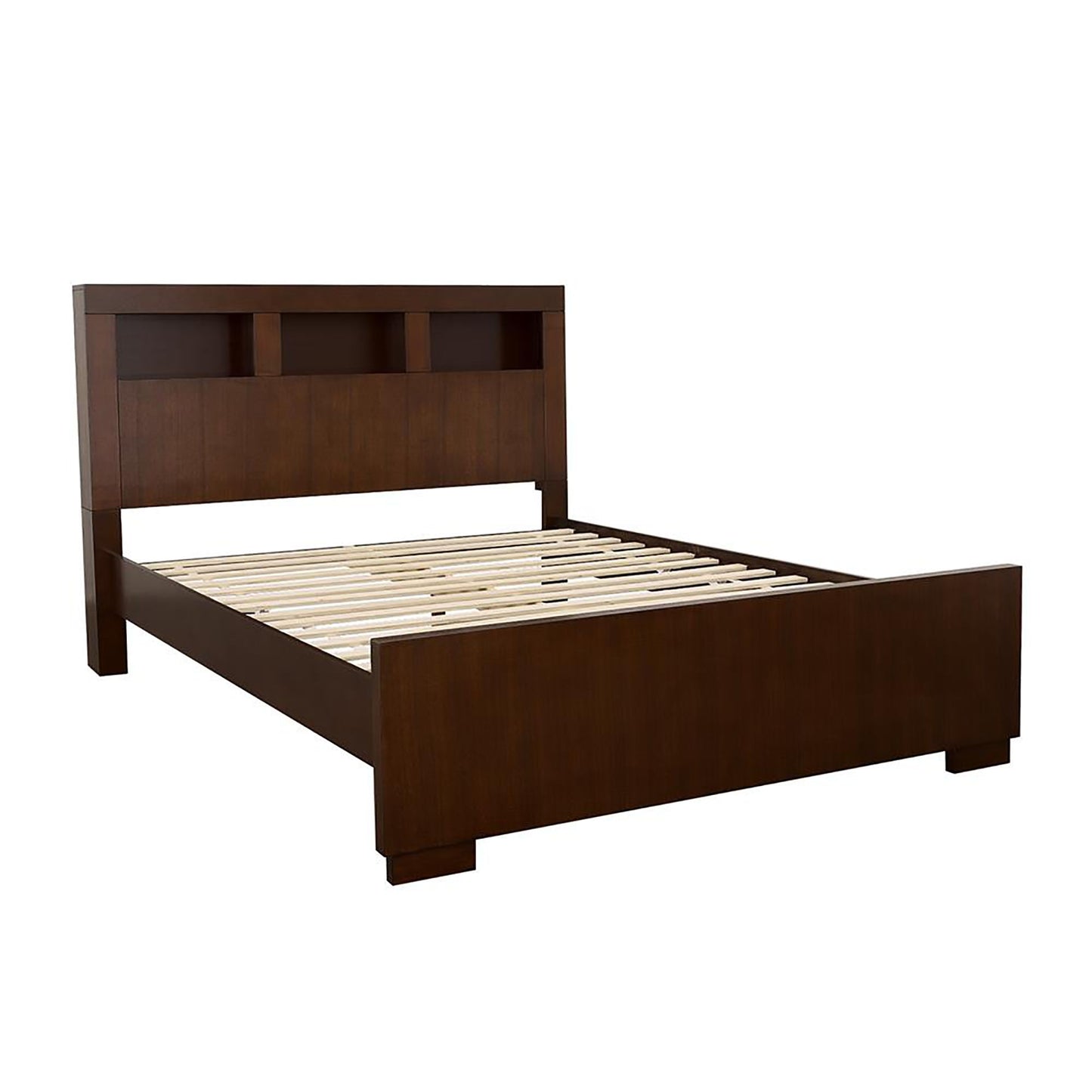 Cappuccino Queen Bed with Bookcase Headboard image 2