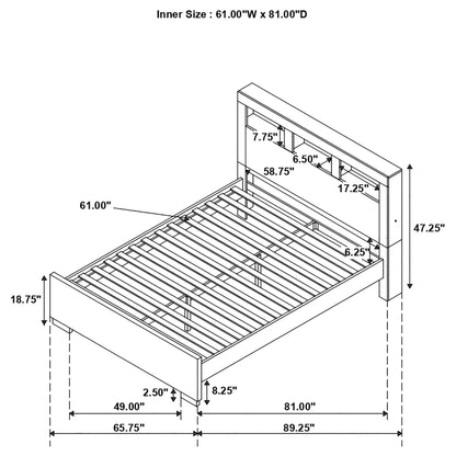 Cappuccino Queen Bed with Bookcase Headboard image 7
