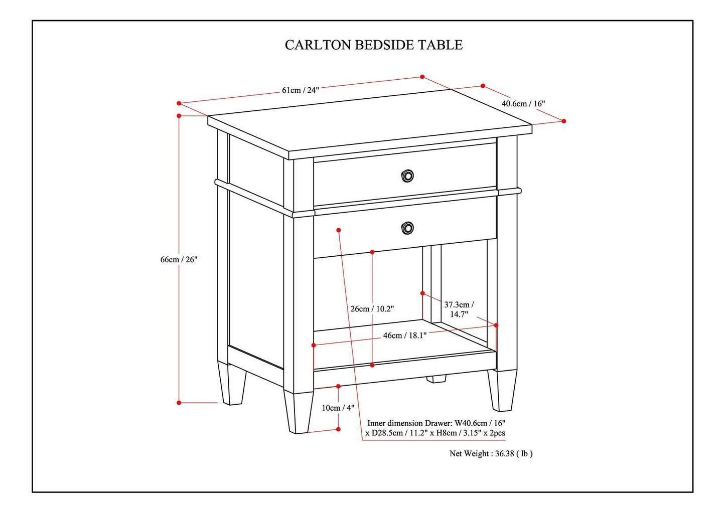 Carlton - Bedside Table - Distressed Grey image 8