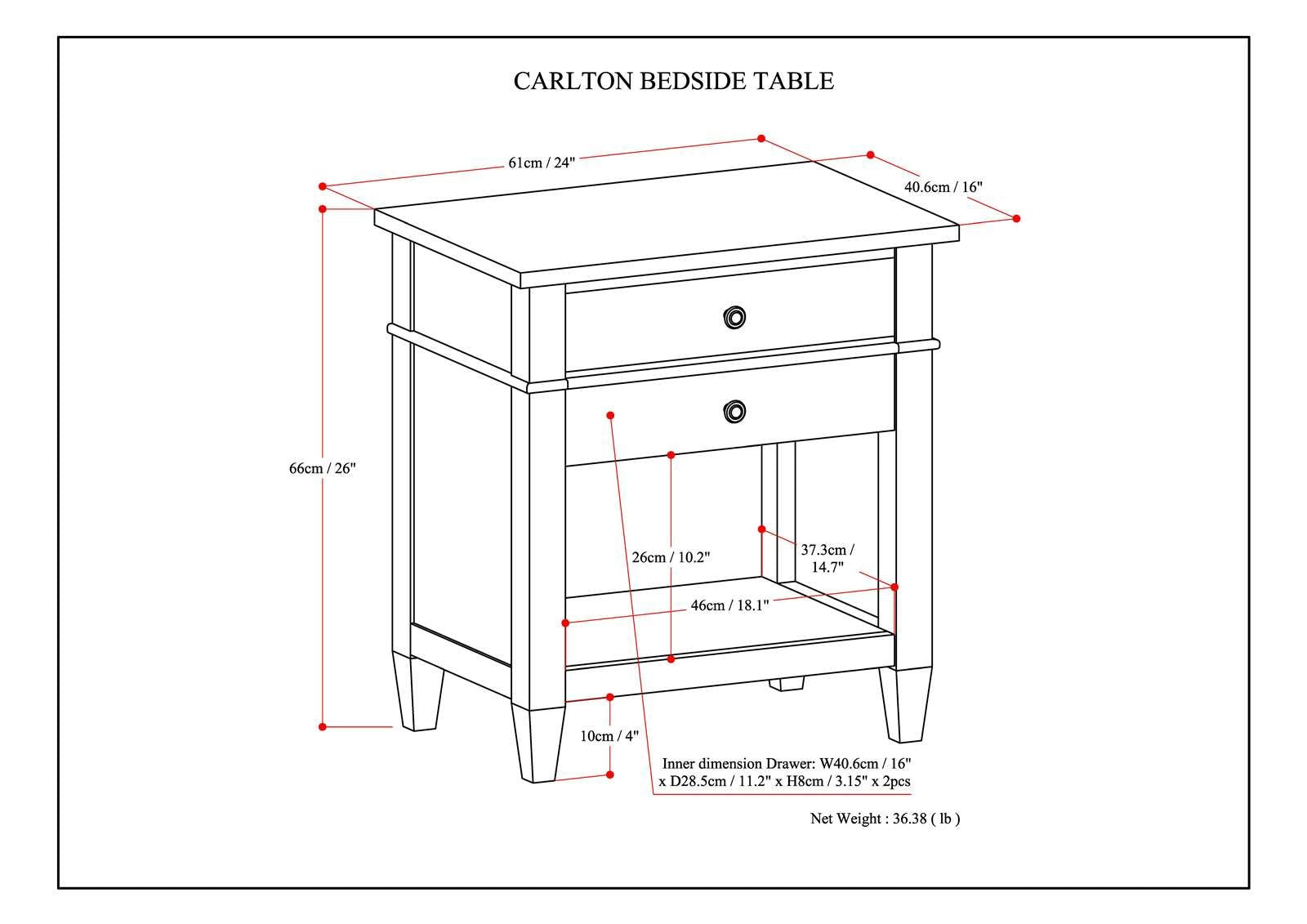 Carlton - Bedside Table - Distressed Grey image 8