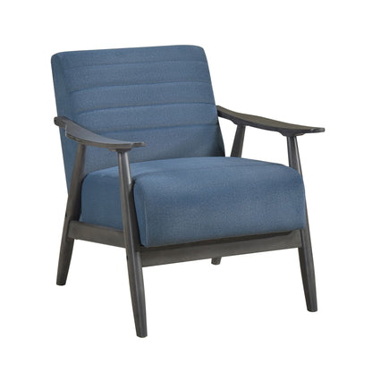 Casual Transitional Accent Chair 1pc Blue Fabric Upholstery Dark Gray Frame Solid Wood Living Room Furniture image 1
