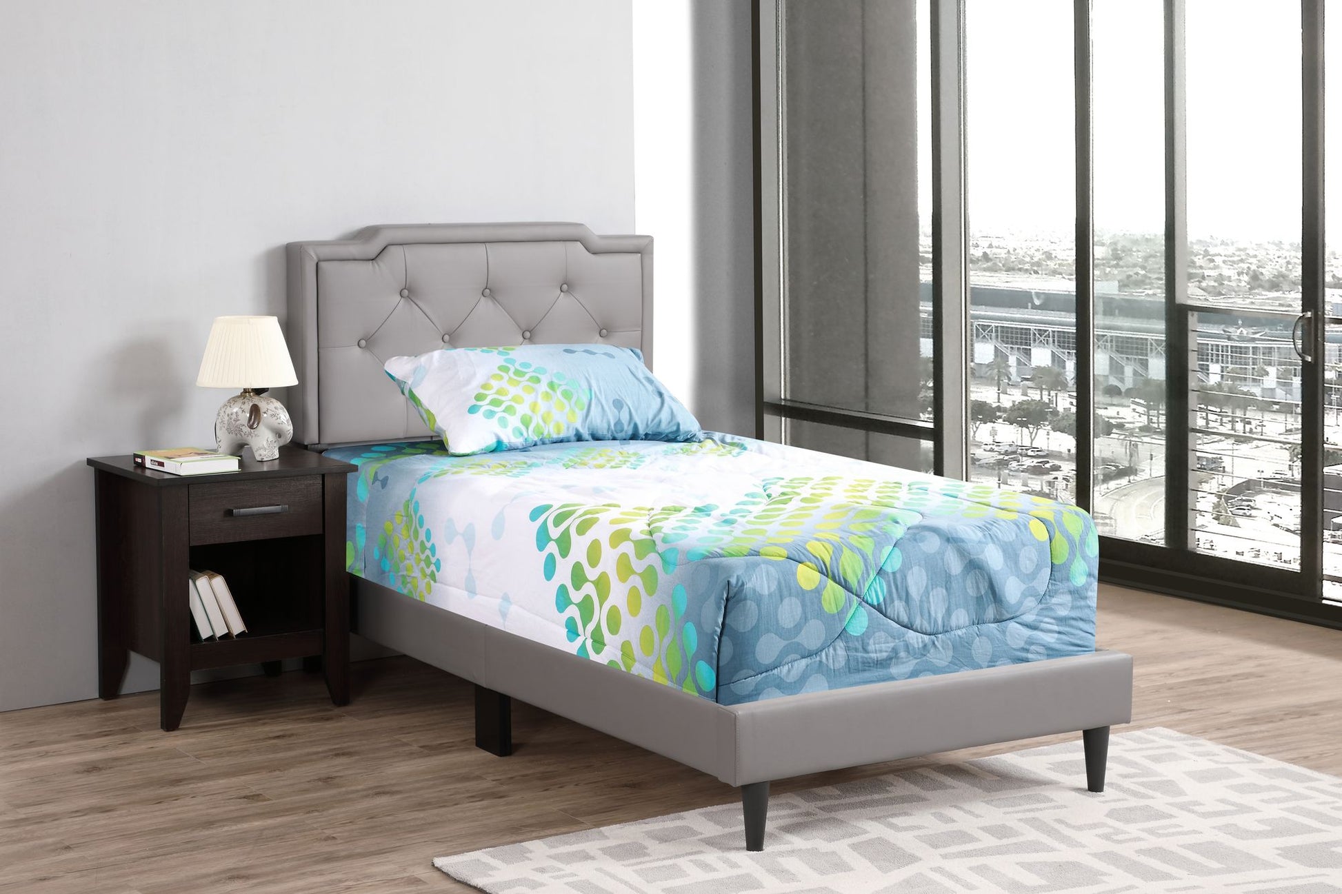 Casual Twin Bed In Light Gray image 1