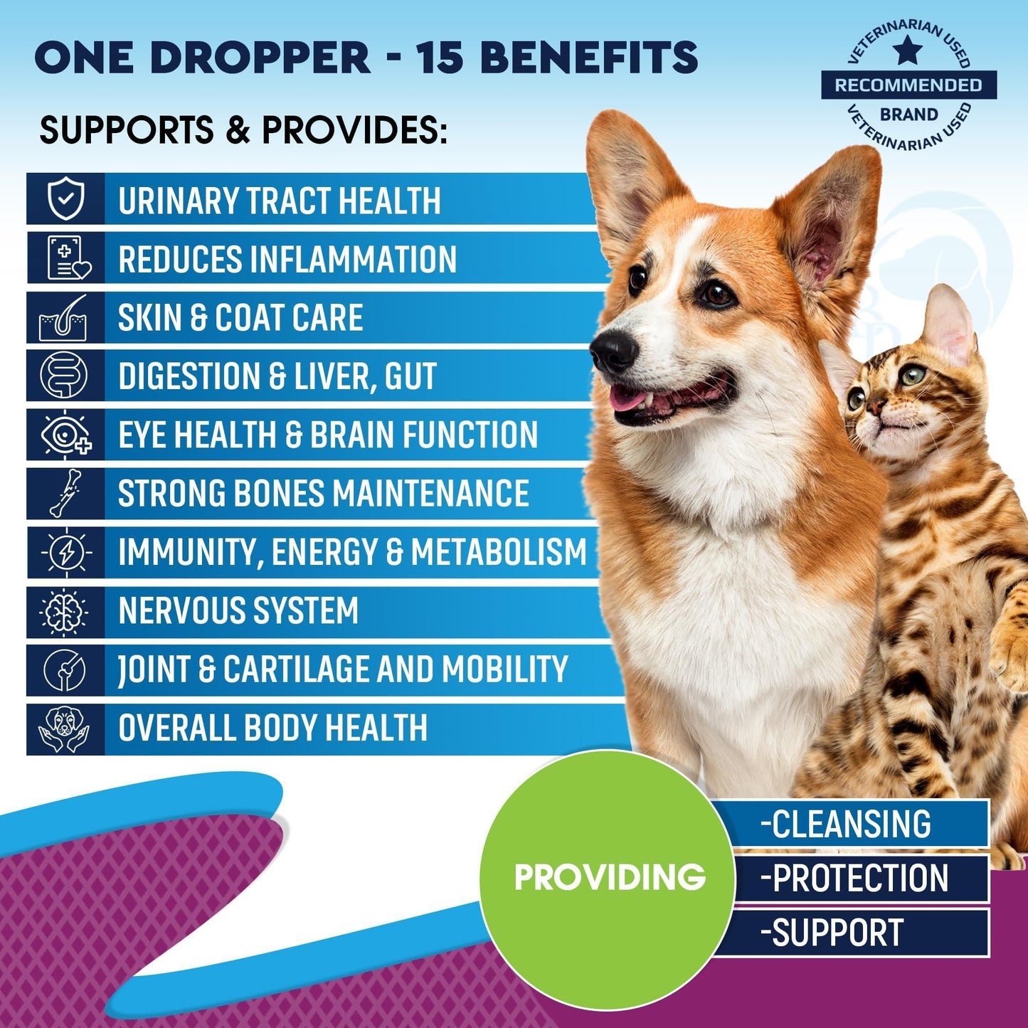 Cat and Dog Multivitamin Liquid with Glucosamine & Cranberry 15 in 1 Health Supplements for Urinary Tract Kidney Bladder image 2