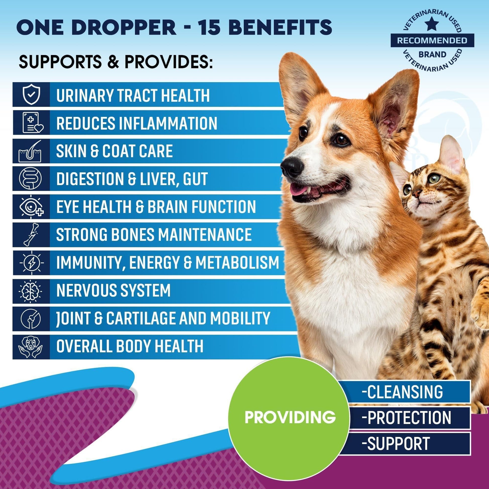 Cat and Dog Multivitamin Liquid with Glucosamine & Cranberry 15 in 1 Health Supplements for Urinary Tract Kidney Bladder image 2
