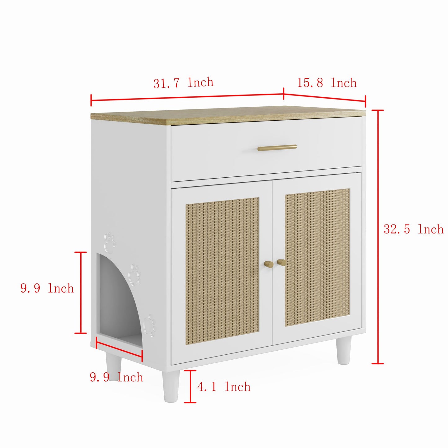 Cat Litter Box Enclosure with Scratch Pad, Hidden Litter Box Furniture, Wooden Pet House Sideboard, Storage Cabinet, Fit image 16