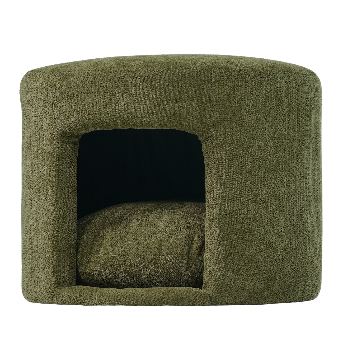 Green Pet Friendly Ottoman with Removable Pet Cushion, Hidden Pet Nook, Acacia Wood Legs, 220 lbs Capacity, Upholstered Footrest Stool for Living Room image 6