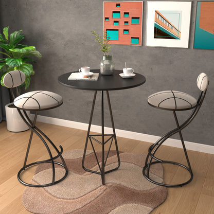 Upholstered Bar Stools Set of 2 Striped Counter Height Barstools Modern Velvet Dining Chairs for Kitchen Island, Living Room (Black & Stripe) image 4