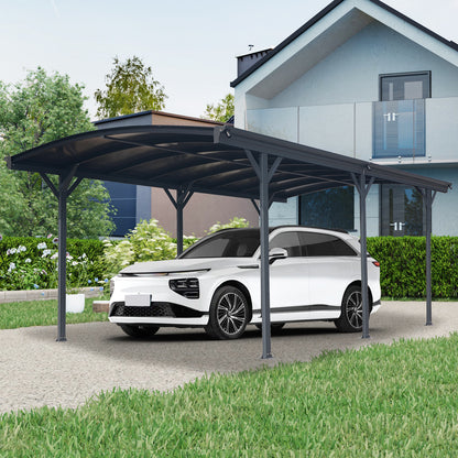Outdoor Carport, 10 FT * 19 FT* 7 FT Arch Carport Aluminum Metal Frame and Polycarbonate Panels Car Port for Outdoor Driveway Car, Truck image 1