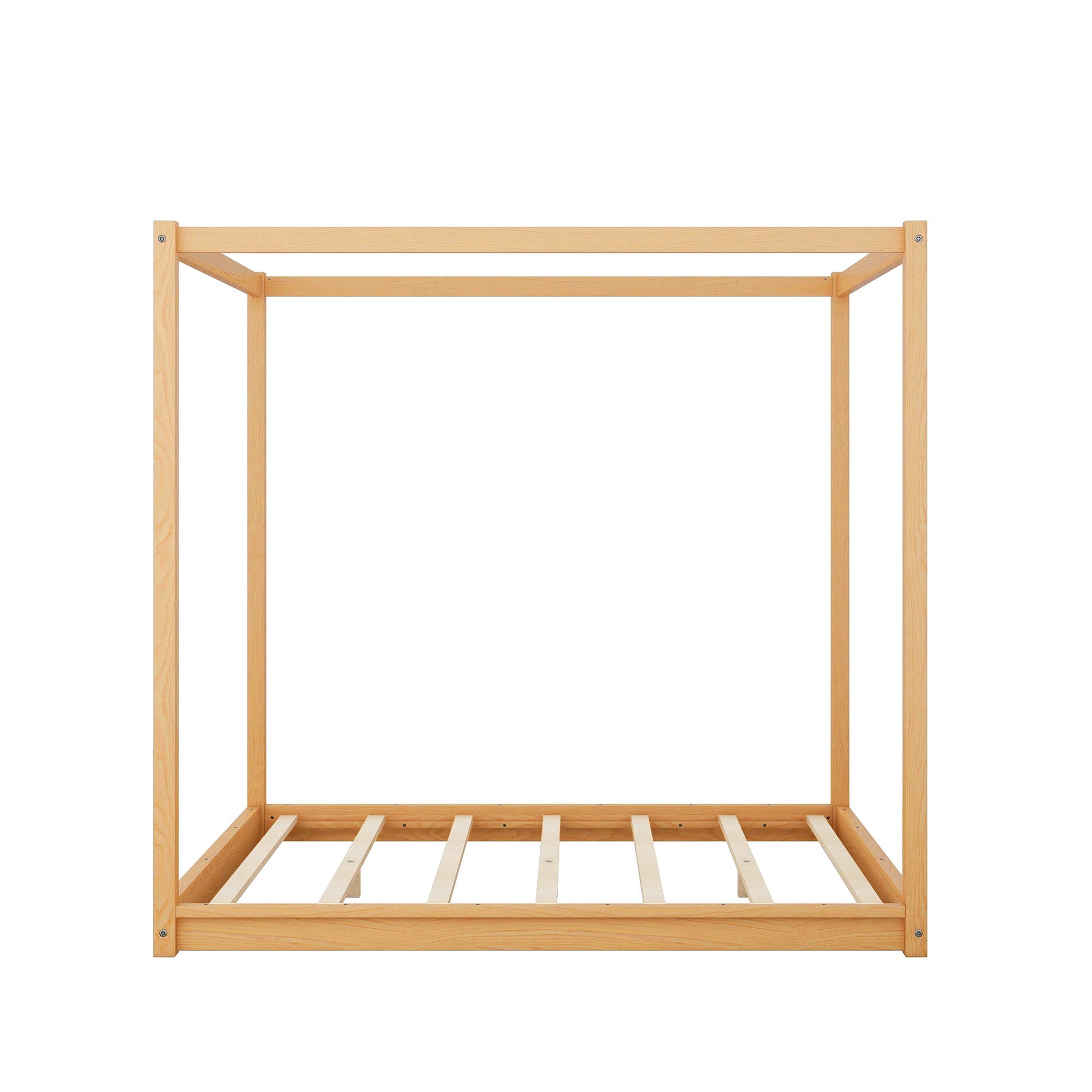 Queen Size Canopy Platform Bed with Support Legs,Natural image 12