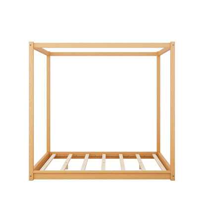 Queen Size Canopy Platform Bed with Support Legs,Natural image 12