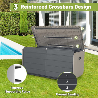 Resin Deck Box 160 Gallons, Large Heavy-Duty Outdoor Storage Box, Lockable & Waterproof Patio Outside Storage Box for Patio Furniture, Tools, Pool Supplies image 6