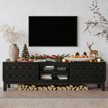 Modern Mid-Century Media Console with 4 Drawers and Cable Management, TV Console Table for TVs up to 75",Entertainment Center for Living Room and Office(Black) image 2