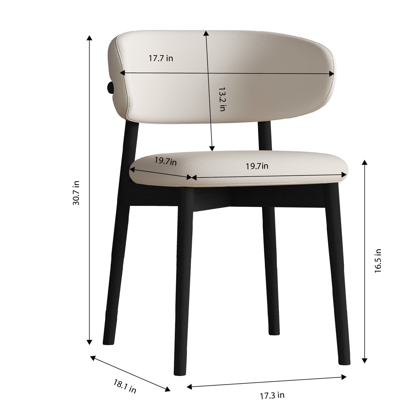 Mid-Century Modern wood feet Dining Chair (Set of 2) – Stylish Wooden Chairs for Dining Room, Kitchen, or Living Room, Comfortable & Durable, Easy to Assemble (black) image 11
