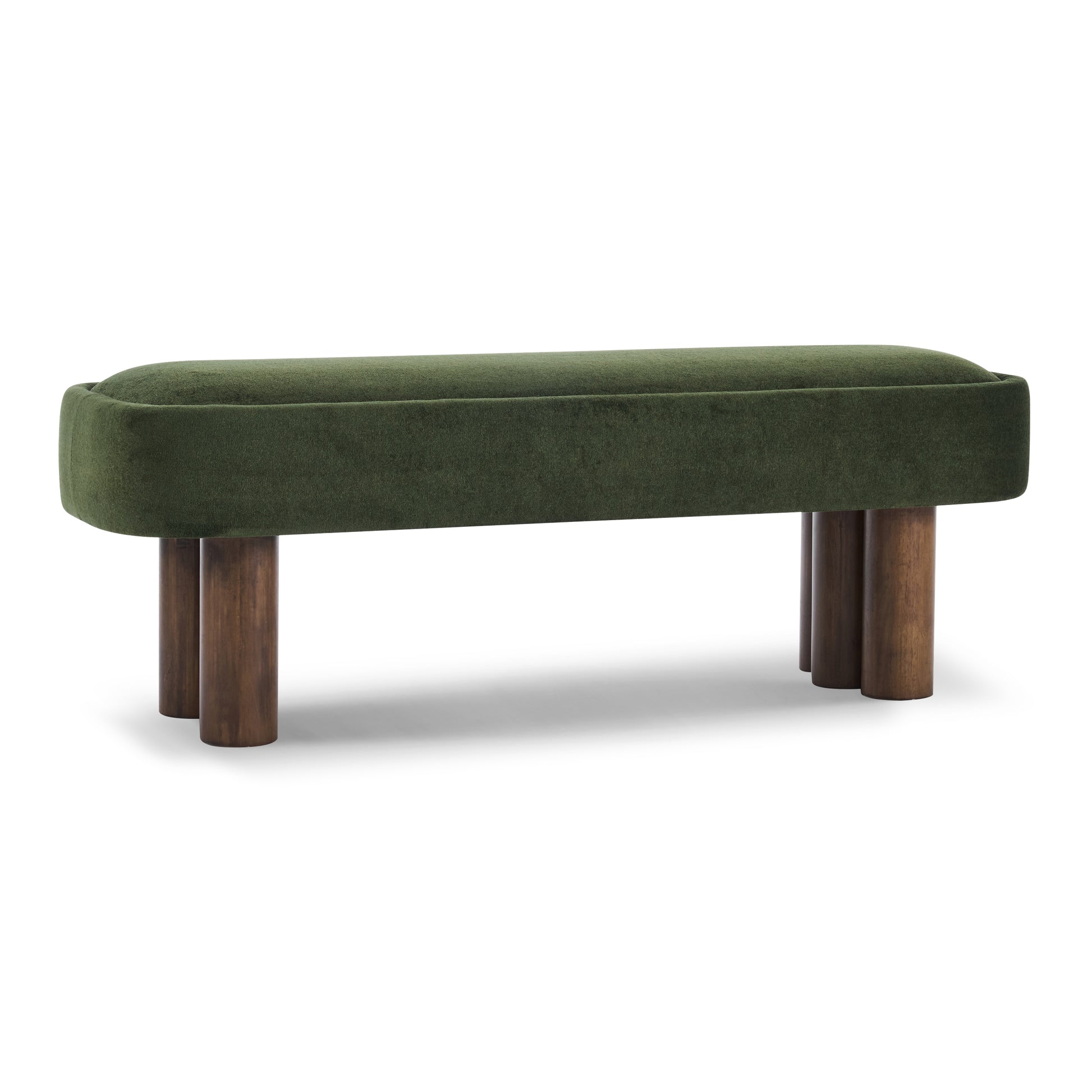 Indoor Green Fabric Dining Bench with Walnut Color Legs, 51.57'L Upholstered Seating for Kitchen, Dining Room and Living Space,250lbs Capacity image 4