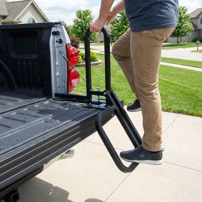 Foldable Pickup Truck Tailgate One-Step Ladder - Universal Fit. Drilling Hex Screws for Easy Install. Load Capacity: 300 LBS. Serves To Secure Items In Truck Bed image 11