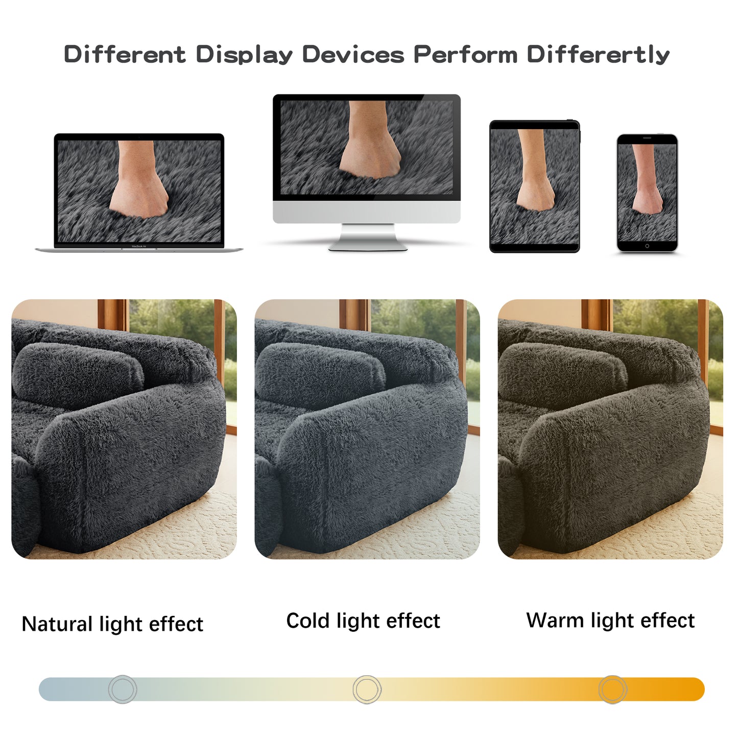 114''Soft And Fluffy Plush Fabric,Modular Sectional Sofa Couches,Ergonomic Design With Throw Pillows,Full-compression Vacuum Packaging Buckle Connection For Study,Home Theater,Dark Grey image 12