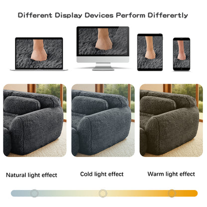 2-seater Modular Sectional Sofa Couches,Soft Fluffy Plush Fabric Bottom Anti-Slip Design,32D High Density Sponge,No Assembly Required Ergonomic Design,With Throw Pillows Fits Living Rooms,Dark Grey image 12