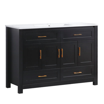 48" Black Bathroom Vanity.Abundant Storage Cabinet -4 Soft close doors and 4 drawers (excluding the ceramic basin) image 10