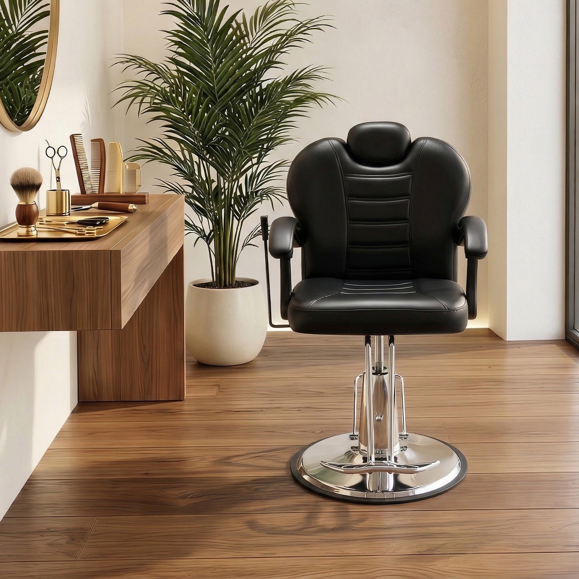 90°-150° Reclining Barber Chairs for Barbershop, Heavy Duty Hydraulic Pump 360°Swivel Salon Chair for Hair Stylist -Black image 2