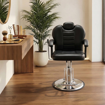 90°-150° Reclining Barber Chairs for Barbershop, Heavy Duty Hydraulic Pump 360°Swivel Salon Chair for Hair Stylist -Black image 2