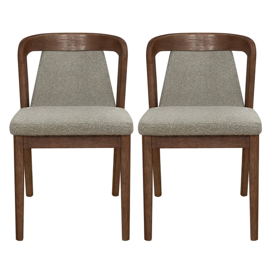 Upholstered armless dining chair walnut light brown front view