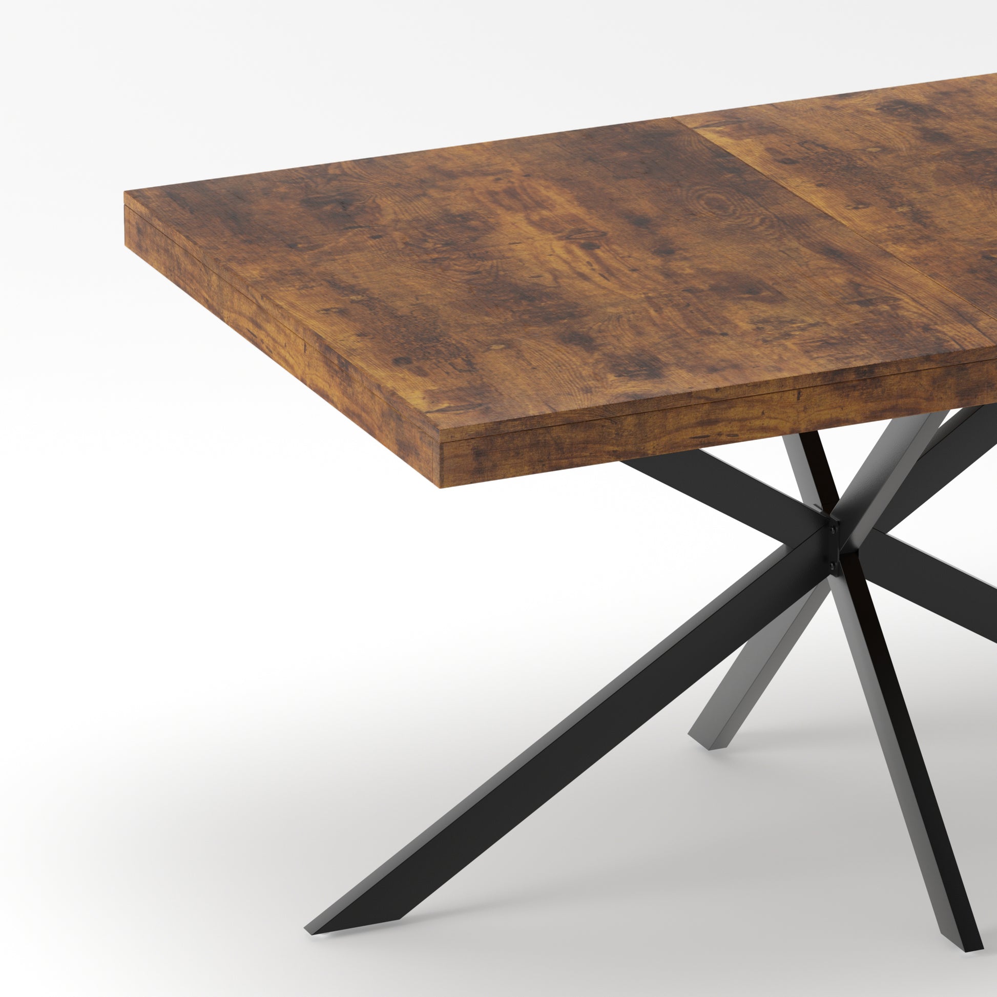 55.11"-70.86"Retro Rectangular Stretch Dining Table, Antique Wood Top And Same Color Relief Plate,With Storage Box,Suitable for dining rooms, kitchens, and living rooms, Brown image 11