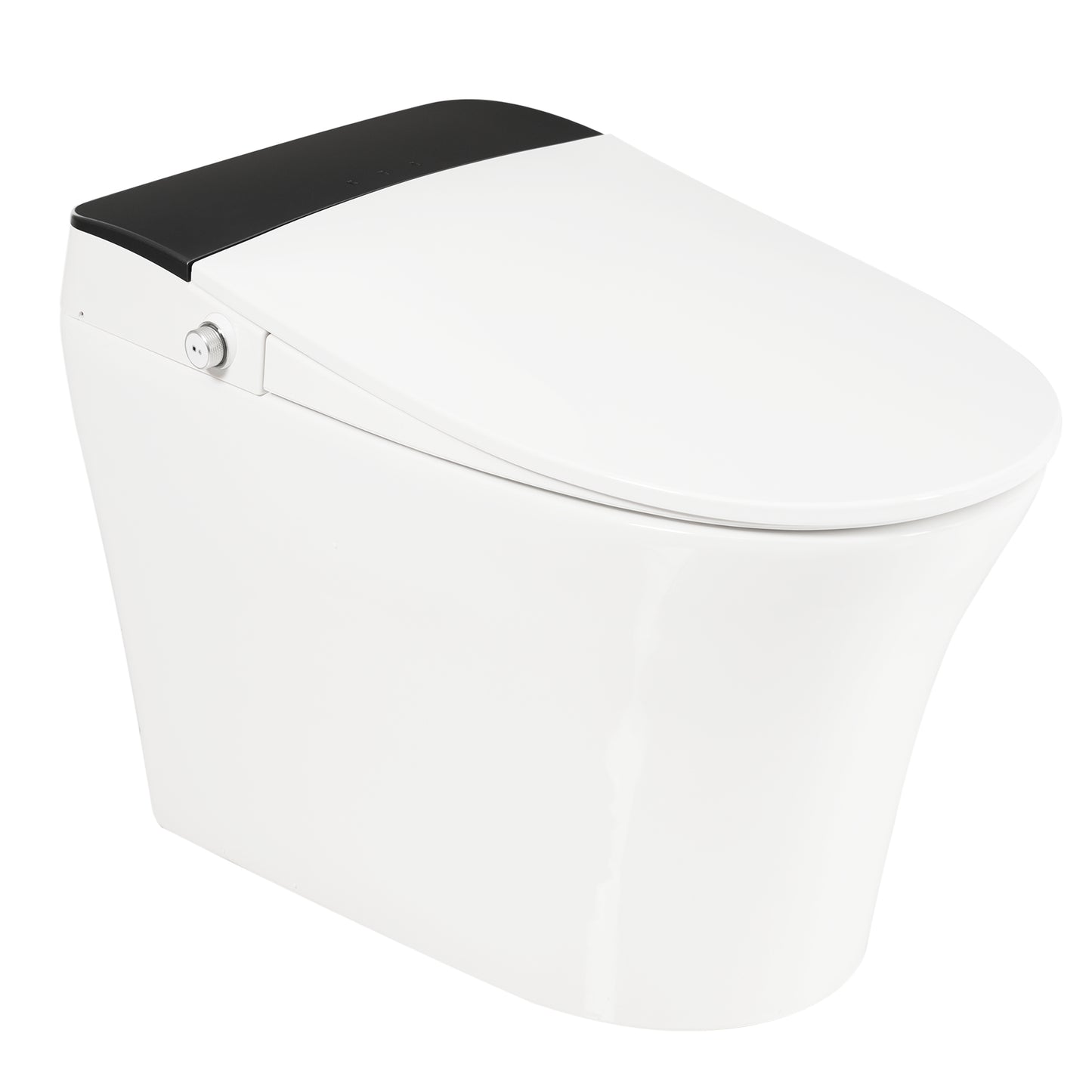 Heated Seat Smart Toilet, One Piece Toilet, Automatic Flush Tankless Toilet without Bidet, with Foot sensor Flush, Blue Night Light, Knob Control, Power Outage Flushing, Soft Close Cover,White image 10