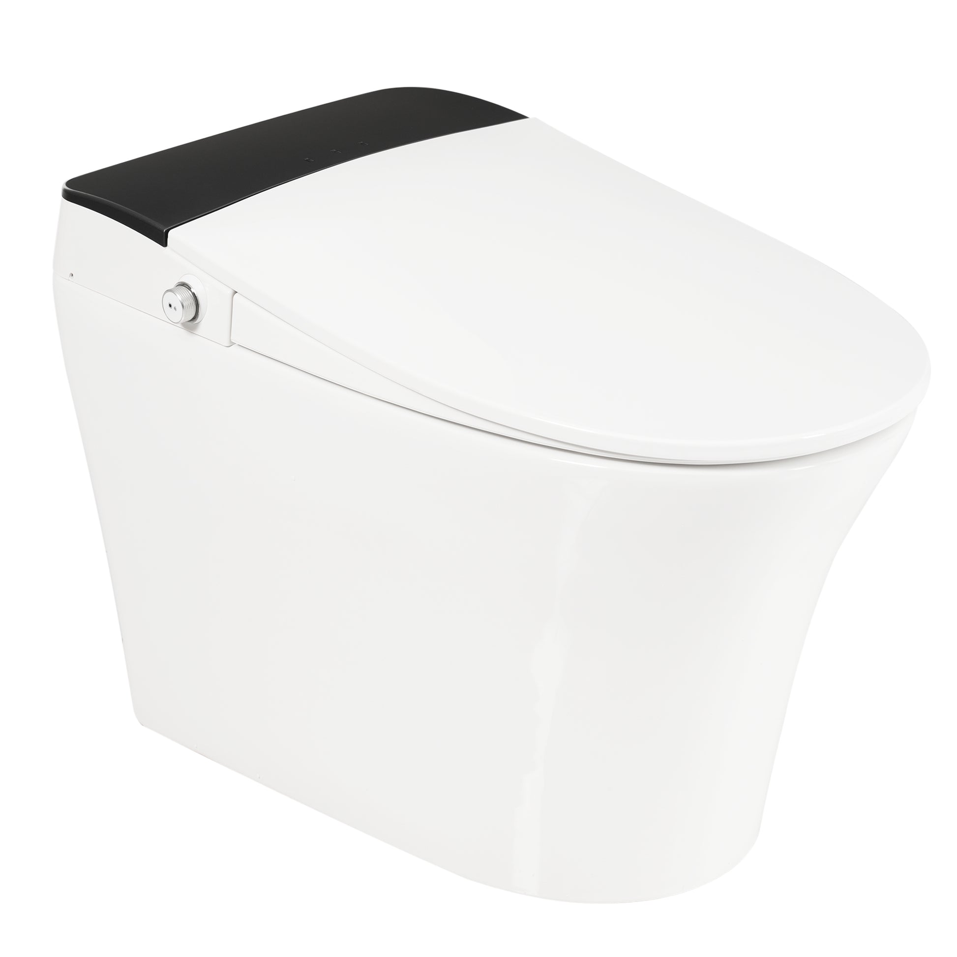 Heated Seat Smart Toilet, One Piece Toilet, Automatic Flush Tankless Toilet without Bidet, with Foot sensor Flush, Blue Night Light, Knob Control, Power Outage Flushing, Soft Close Cover,White image 10