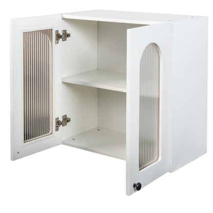 Wall Cabinet,Arched Glass door Display Wall Mounted Cabinet, Floating Cabinet with inadjustable Shelves for Kitchen,Bathroom,Living Room image 12