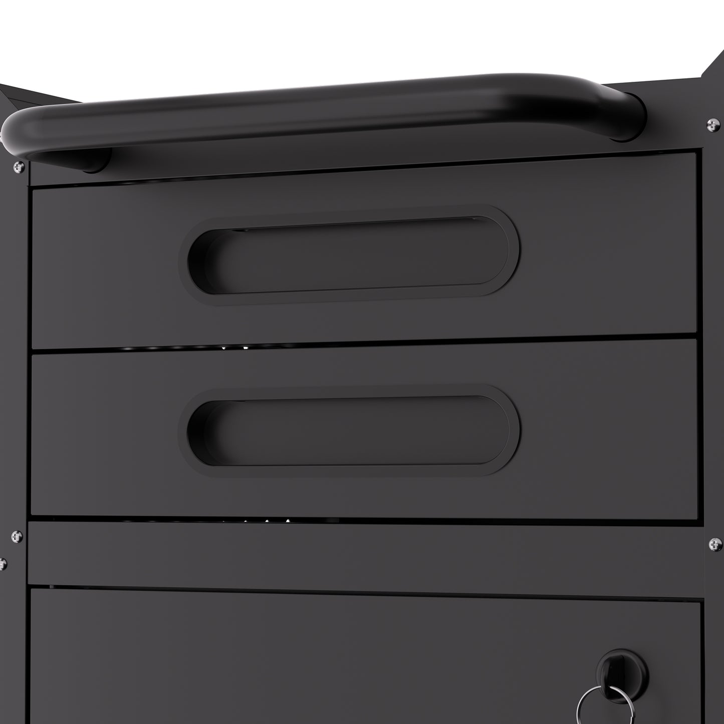 34.3" Narrow Rolling Tool Cabinet - Space-Saving Garage Storage with Lockable Door, 2 Drawers and Large Handle, Slim Metal Organizer for Tight Spaces image 3