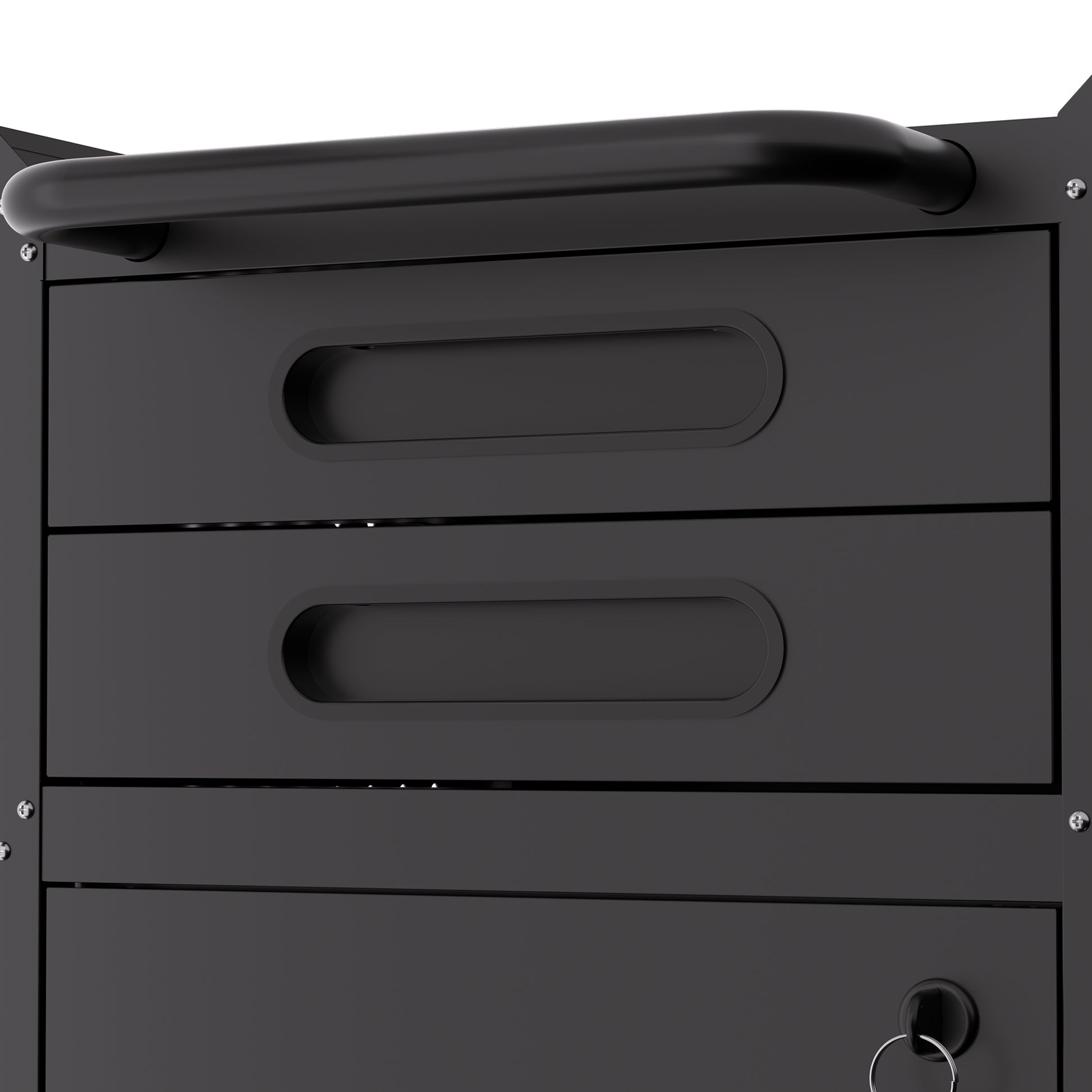 34.3" Narrow Rolling Tool Cabinet - Space-Saving Garage Storage with Lockable Door, 2 Drawers and Large Handle, Slim Metal Organizer for Tight Spaces image 3