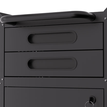 34.3" Narrow Rolling Tool Cabinet - Space-Saving Garage Storage with Lockable Door, 2 Drawers and Large Handle, Slim Metal Organizer for Tight Spaces image 3
