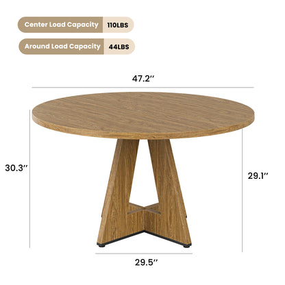 47" Round Dining Table for 4-7 People, Modern Wood Kitchen Table with Sturdy Metal Base, Large Round Dinner Table for Dining Room, Easy Assembly image 6