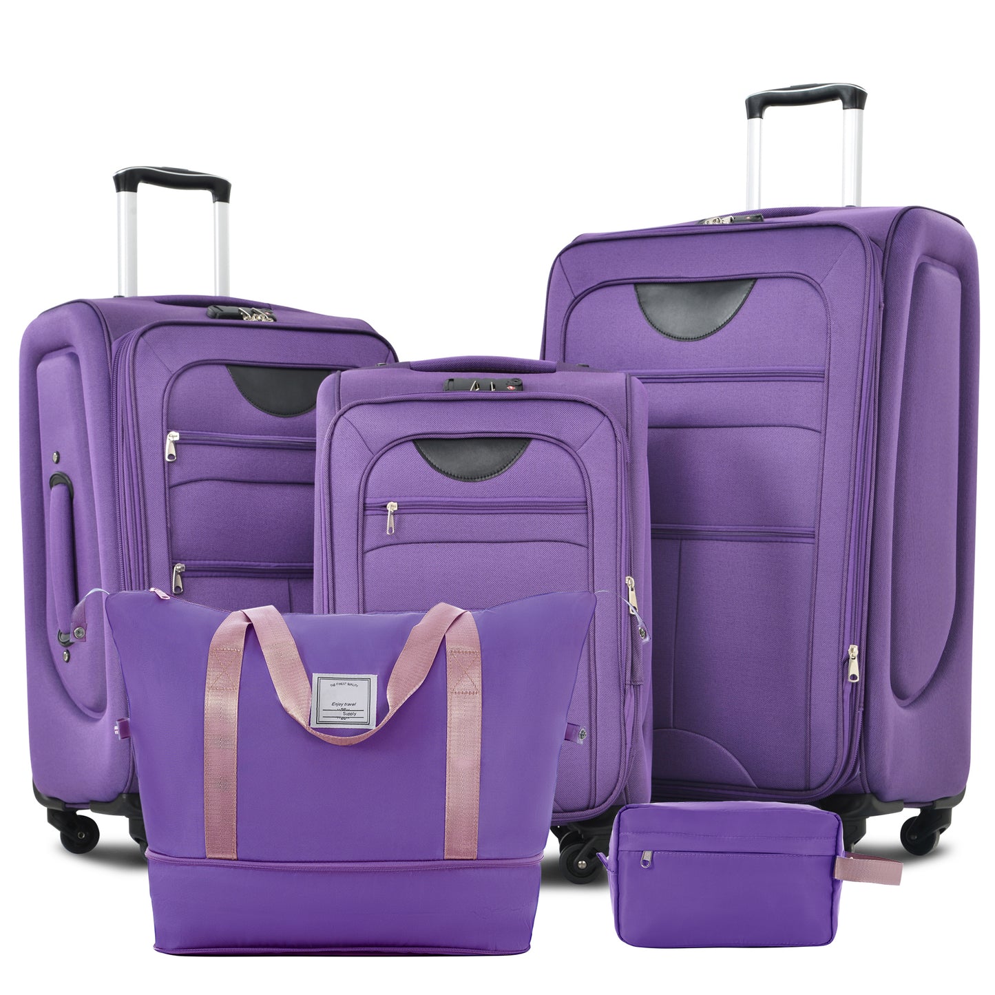 Softside Luggage Expandable 3 Piece Set Suitcase with Duffel Bag Upright Spinner Softshell Lightweight Luggage Travel Set-22/26/30 IN image 1