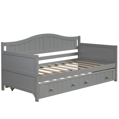 Twin Wooden Daybed with Trundle Bed, Sofa Bed for Bedroom Living Room,Gray(OLD SKU:WF192861AAE) image 5