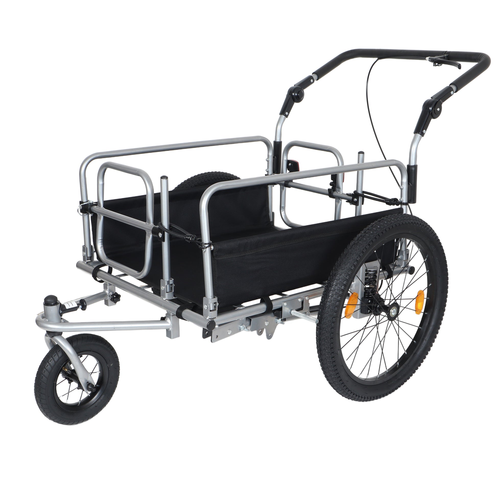 3-in-1 Heavy-Duty Bike Cargo Trailer -Bike Compatible Steel Frame, 110lb Capacity, Convertible Stroller & Pull Cart w/Suspension, 20 *2-3/8" FAT tire image 8